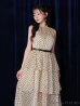 画像10: XS-Lサイズあり【ROBE de FLEURS/ローブドフルール】ベルト付き/ ドットオーガンジー/ ティアード/ フレア/ ミディアムドレス/ キャバドレス[OF2]