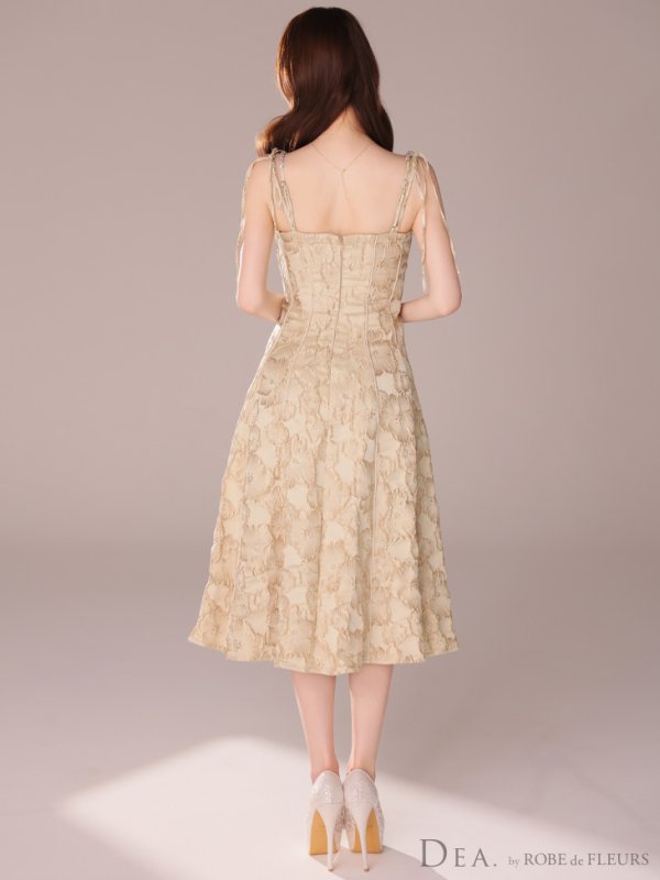 画像20: Lサイズあり【DEA./ディア】花柄ジャガード/ パイピング/ フレア/ ミモレ丈/ ミディアムドレス/ キャバドレス【OF08】