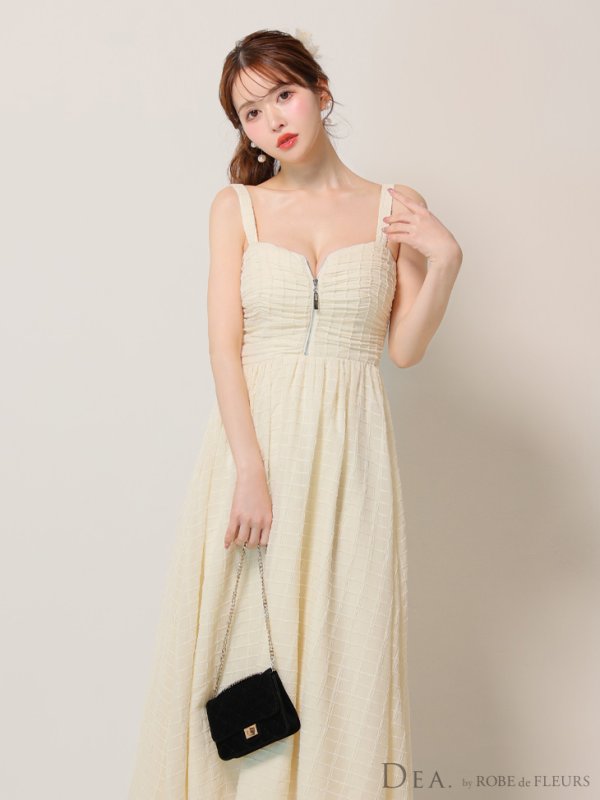 画像5: Lサイズあり【DEA./ディア】ホルターリボン取り外し可能/ バストジップ/ 刺繍レース/ フレア/ ワンピース/ ミモレ丈/ ミディアムドレス/ キャバドレス long【OF08】