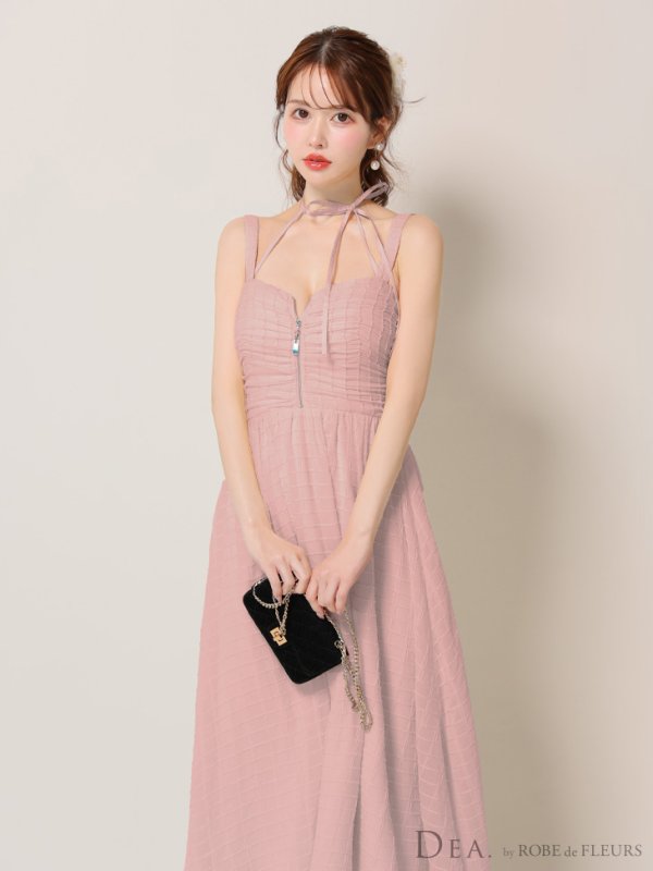 画像14: Lサイズあり【DEA./ディア】ホルターリボン取り外し可能/ バストジップ/ 刺繍レース/ フレア/ ワンピース/ ミモレ丈/ ミディアムドレス/ キャバドレス long【OF08】
