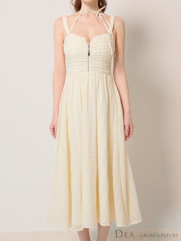 画像16: Lサイズあり【DEA./ディア】ホルターリボン取り外し可能/ バストジップ/ 刺繍レース/ フレア/ ワンピース/ ミモレ丈/ ミディアムドレス/ キャバドレス long【OF08】