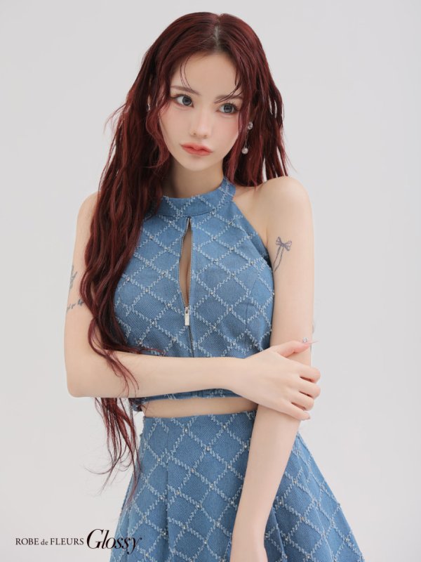 ブルー モデル:みみ 身長:162cm 着用サイズ:Sサイズ