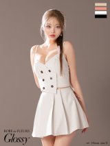 XSサイズあり【ROBE de FLEURS Glossy/ローブ・ド・フルール グロッシー】チョーカー付き/ ダブルボタン/ セットアップ/ キャミ/ ミニドレス/ キャバドレス[OF2]【一部予約商品/6月上旬発送予定】