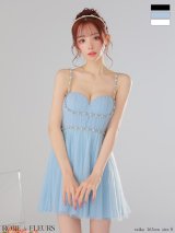 【予約商品/5月下旬発送予定】XSサイズあり【ROBE de FLEURS/ローブドフルール】ドットチュール/ ビジュー/ フレア/ ミニドレス/ キャバドレス[OF2]