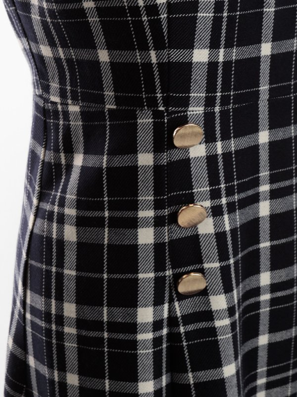 画像4: Lサイズあり【DEA./ディア】レトロ風チェック/ バストカット/ ノースリーブ/ フレア/ ワンピース/ 膝丈/ ミディアムドレス/ キャバドレス【OF08】