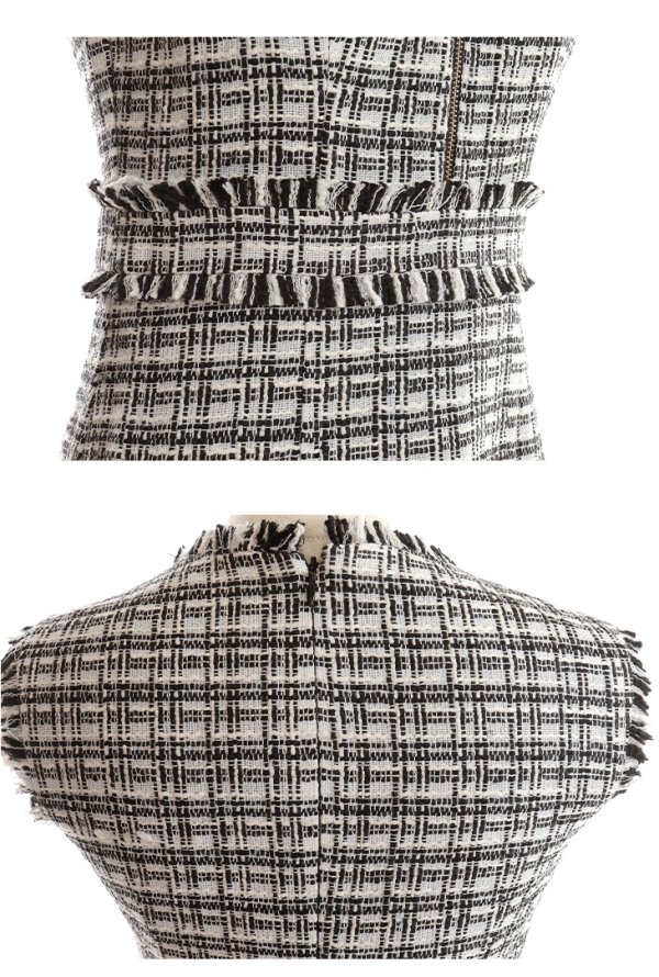 画像13: Lサイズあり【DEA./ディア】スプリングツイード/ マーメイド/ フリル/ ゴールドボタン/ ジップ/ ミモレ丈/ ワンピース/ キャバドレス【OF08】