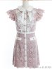 画像33: XSサイズあり【ROBE de FLEURS/ローブドフルール】襟付きリボン/ フラワーレース/ タイト/ ショートスリーブ/ ミニドレス/ キャバドレス[OF2]