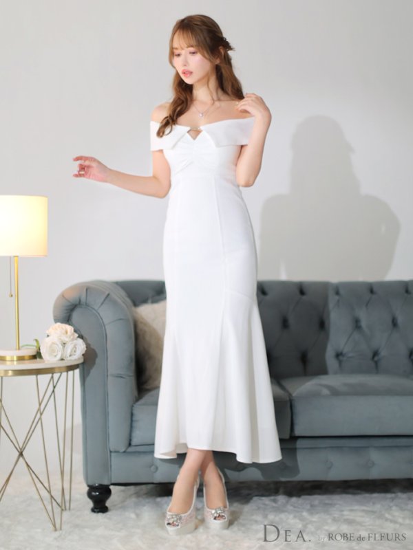 画像5: Lサイズあり【DEA./ディア】ワンカラー/ リブニット/ マーメイド/ オフショル/ ストレッチ/ ロングドレス/ キャバドレス long[OF08]