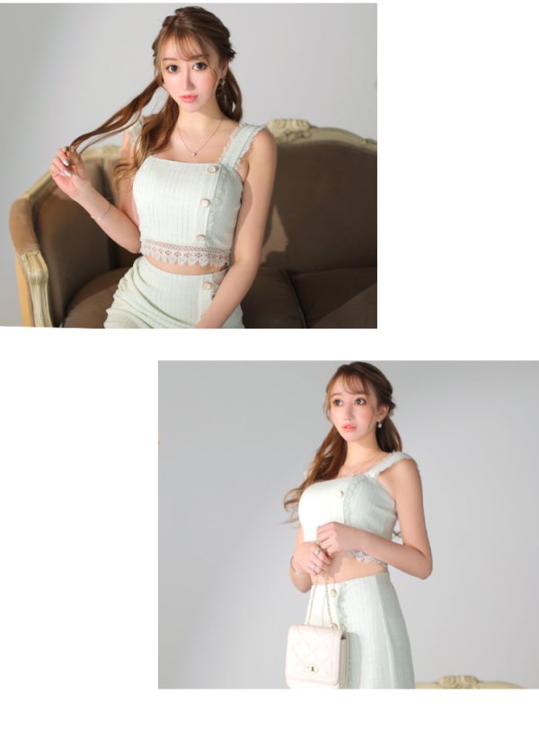 画像18: 再入荷!【DEA./ディア】スプリングツイード/ ノースリーブ/ セットアップ/ レース/ ミモレ丈/ Aライン/ ミディアムドレス/ キャバドレス【OF08】