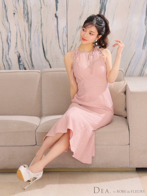 画像4: Lサイズあり【DEA./ディア】デコルテシアー/ チェック/ マーメイド/ ミディアムドレス/ キャバドレス【OF08】