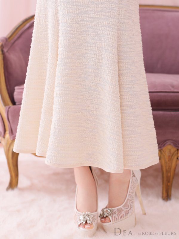 画像6: Lサイズあり【DEA./ディア】肩紐リボン/ ニットツイード/ マーメイド/ ミディアムドレス/ キャバドレス【OF08】