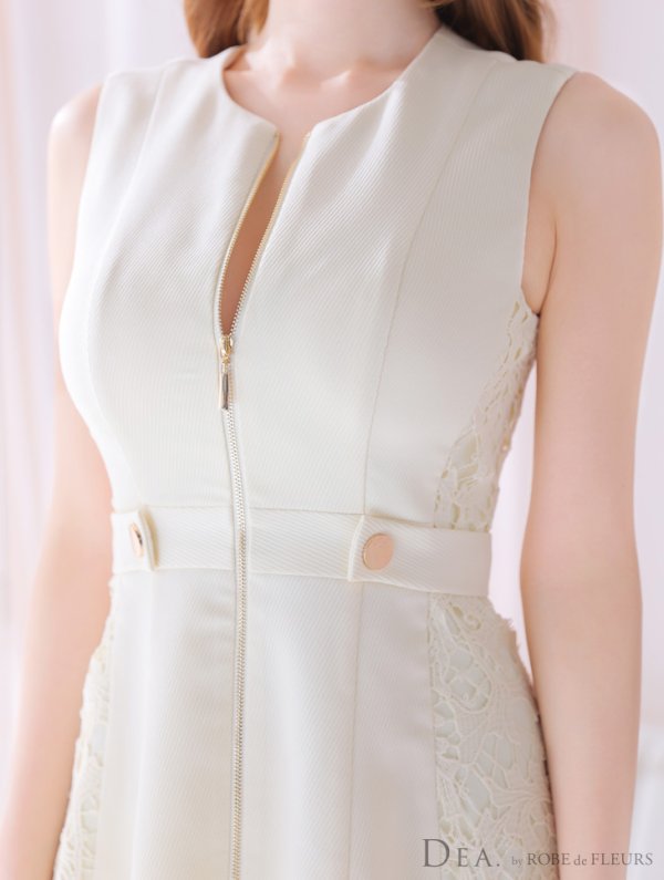 画像17: Lサイズあり【DEA./ディア】サイドレース/ ノースリーブ/ フロントジップ/ フレア/ ミニドレス/ キャバドレス【OF08】