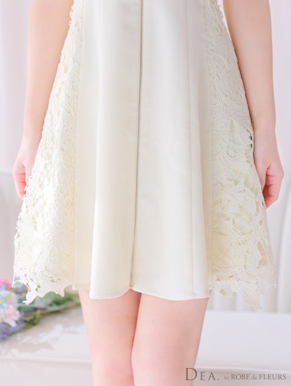 画像18: Lサイズあり【DEA./ディア】サイドレース/ ノースリーブ/ フロントジップ/ フレア/ ミニドレス/ キャバドレス【OF08】