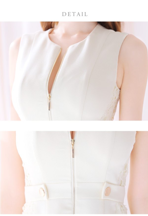 画像24: Lサイズあり【DEA./ディア】サイドレース/ ノースリーブ/ フロントジップ/ フレア/ ミニドレス/ キャバドレス【OF08】