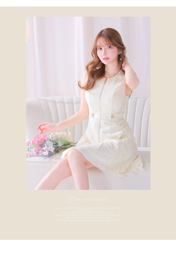 画像15: Lサイズあり【DEA./ディア】サイドレース/ ノースリーブ/ フロントジップ/ フレア/ ミニドレス/ キャバドレス【OF08】