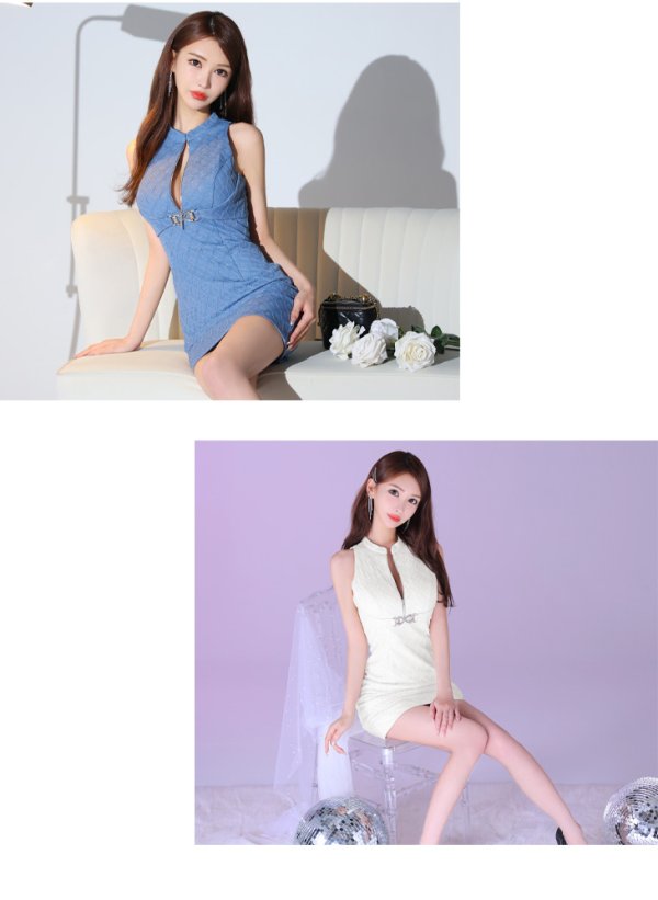 画像22: XSサイズあり【Glossy/グロッシー】シルバーバックル/ バストジッパー/ ノースリーブ/ タイト/ ミニドレス/ キャバドレス[OF08]