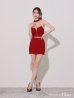 画像15: XSサイズあり【ROBE de FLEURS Glossy/ローブ・ド・フルール グロッシー】バックリボン/ チェーン/ チョーカー/ ノースリーブ/ フロントジップ/ タイト/ セットアップ/ ミニドレス/ キャバドレス[OF2]