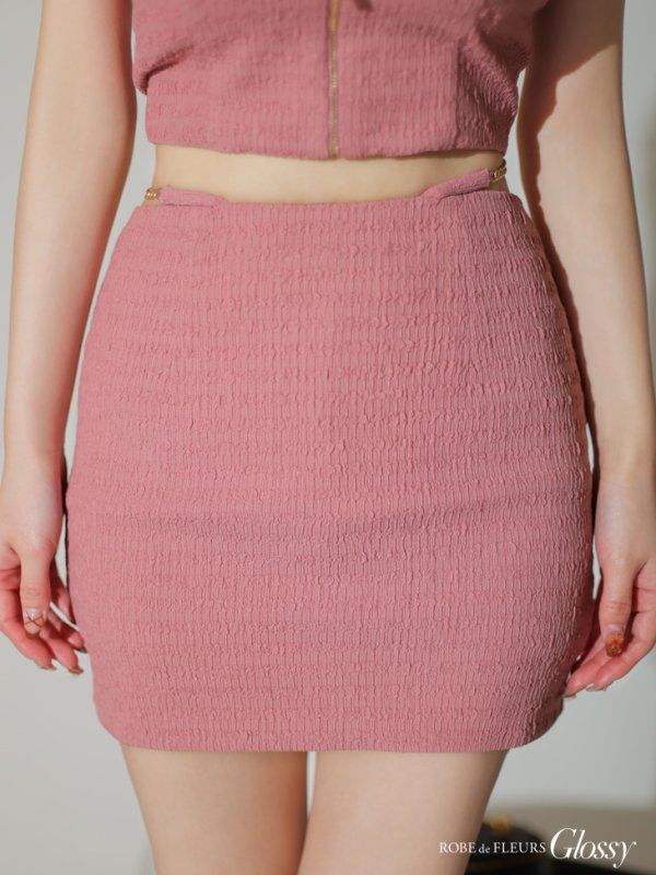 画像29: XSサイズあり【Glossy/グロッシー】バックリボン/ チェーン/ チョーカー/ ノースリーブ/ フロントジップ/ タイト/ セットアップ/ ミニドレス/ キャバドレス[OF08]