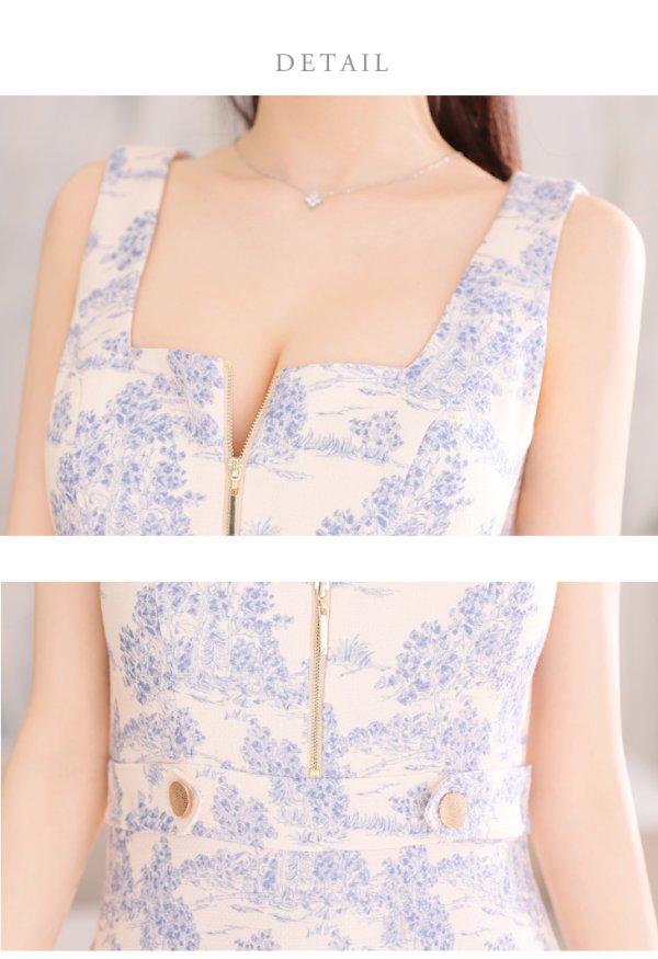 画像13: Lサイズあり【DEA./ディア】ジャガード/ バストジッパー/ フレア/ ロング/ ミディアムドレス/ キャバドレス[OF08]