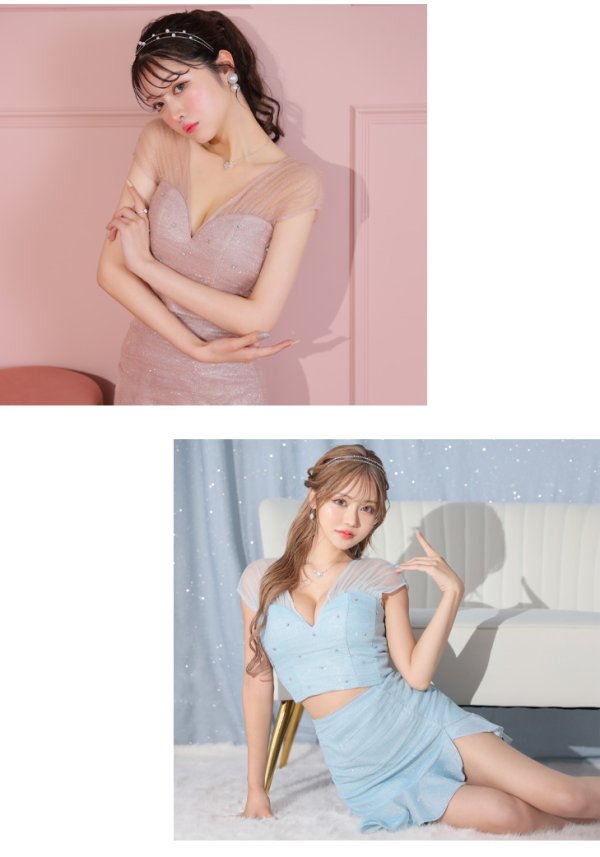 画像23: XSサイズあり【ROBE de FLEURS/ローブドフルール】フェアリーショルダーチチュール/ フリル/ タイト/ セットアップ/ ミニドレス/ キャバドレス[OF08]