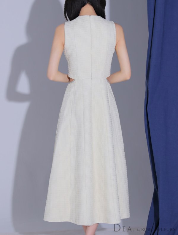 画像21: Lサイズあり【DEA./ディア】ウエストスリット/ ノースリーブ/ シンプル/ フレア/ ミモレ丈/ ミディアムドレス/ キャバドレス[OF08]