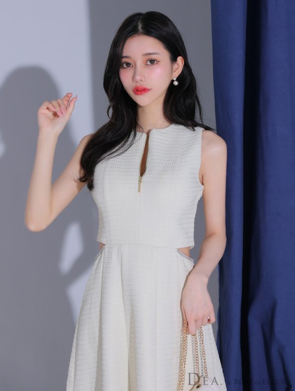 画像22: Lサイズあり【DEA./ディア】ウエストスリット/ ノースリーブ/ シンプル/ フレア/ ミモレ丈/ ミディアムドレス/ キャバドレス[OF08]