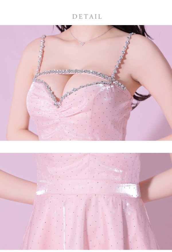 画像13: XSサイズあり【ROBE de FLEURS/ローブドフルール】ストーン/ サテン/ バストビジュー/ フレア/ キャミソール/ ミニドレス/ キャバドレス[OF08]