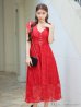 画像34: XS-Lサイズあり【DEA. by ROBE de FLEURS/ディアバイローブドフルール】肩リボン/ チェック柄/ オーガンジー/ フレア/ ロング/ キャミ/ ミディアムドレス/ キャバドレス[OF2]