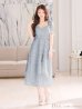 画像31: XS-Lサイズあり【DEA. by ROBE de FLEURS/ディアバイローブドフルール】肩リボン/ チェック柄/ オーガンジー/ フレア/ ロング/ キャミ/ ミディアムドレス/ キャバドレス[OF2]