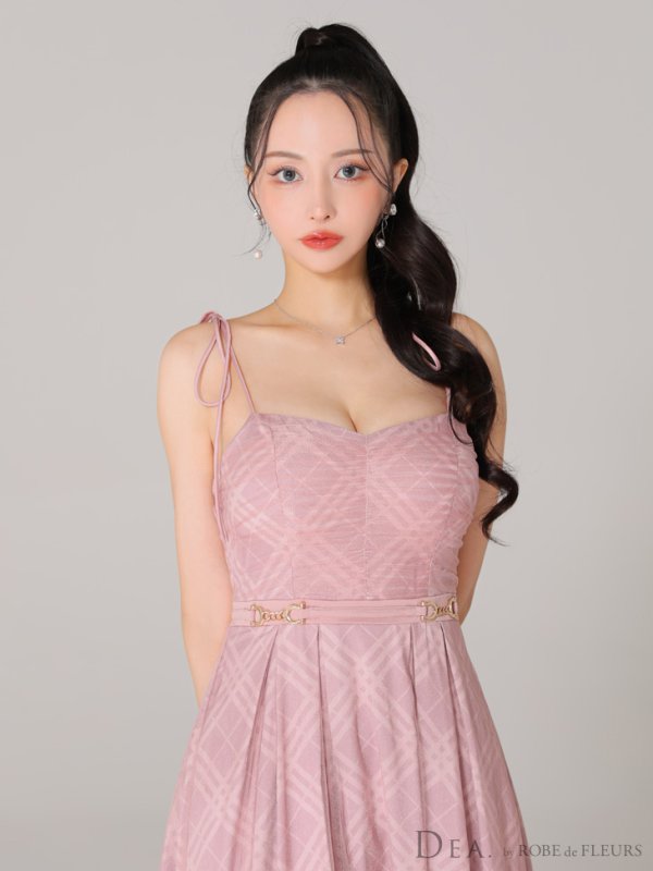 画像39: Lサイズあり【DEA./ディア】チュールチェック/ ベルトデザイン/ キャミ/ フレア/ ミモレ丈/ ミディアムドレス/ キャバドレス[OF08]