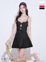 XSサイズあり【ROBE de FLEURS/ローブドフルール】センターリボン/ 2way/ フレア/ セットアップ/ ミニドレス/ キャバドレス[OF2]