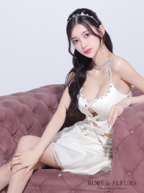 画像11: XSサイズあり【ROBE de FLEURS/ローブドフルール】センターリボン/ 2way/ フレア/ セットアップ/ ミニドレス/ キャバドレス[OF08]