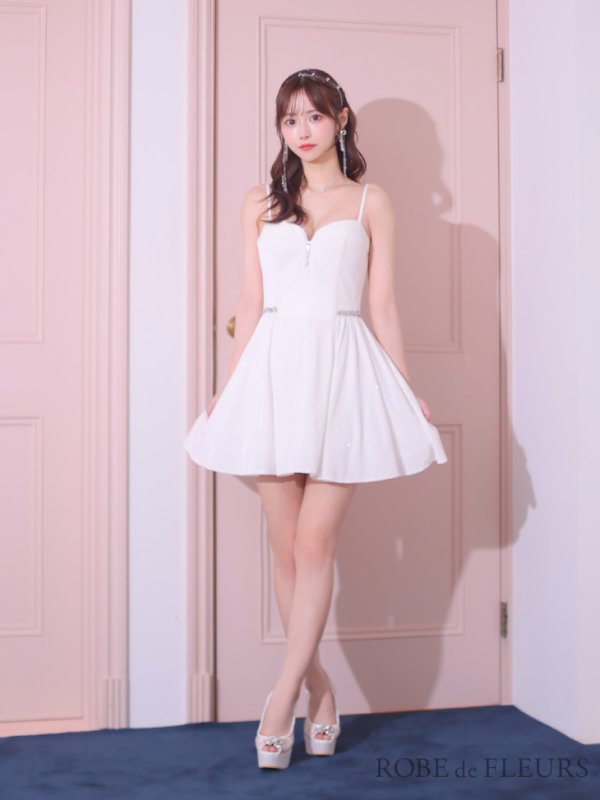 画像34: 【ゆか/関西コレクション着用】XSサイズあり【ROBE de FLEURS/ローブドフルール】ストーン付き/ ベロア/ ウエストビジュー/ キャミソール/ フレア/ ミニドレス/ キャバドレス[OF08]
