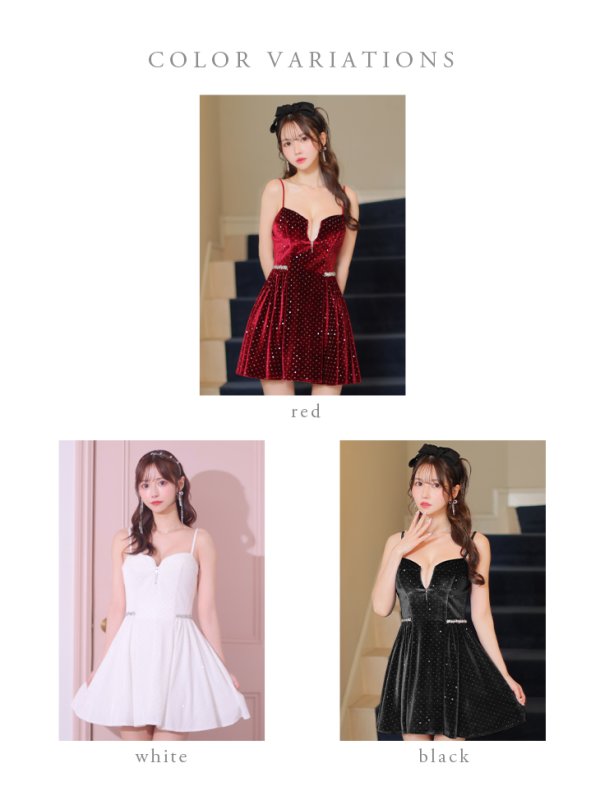 画像40: 【ゆか/関西コレクション着用】XSサイズあり【ROBE de FLEURS/ローブドフルール】ストーン付き/ ベロア/ ウエストビジュー/ キャミソール/ フレア/ ミニドレス/ キャバドレス[OF08]