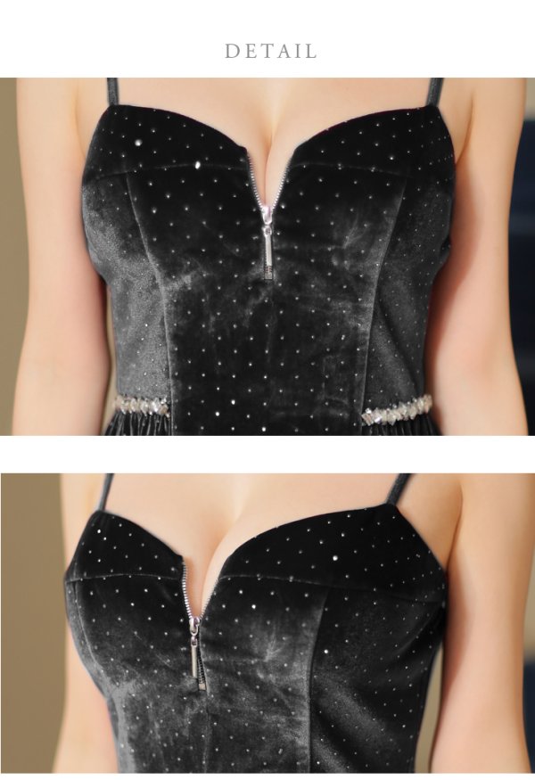 画像30: 【ゆか/関西コレクション着用】XSサイズあり【ROBE de FLEURS/ローブドフルール】ストーン付き/ ベロア/ ウエストビジュー/ キャミソール/ フレア/ ミニドレス/ キャバドレス[OF08]