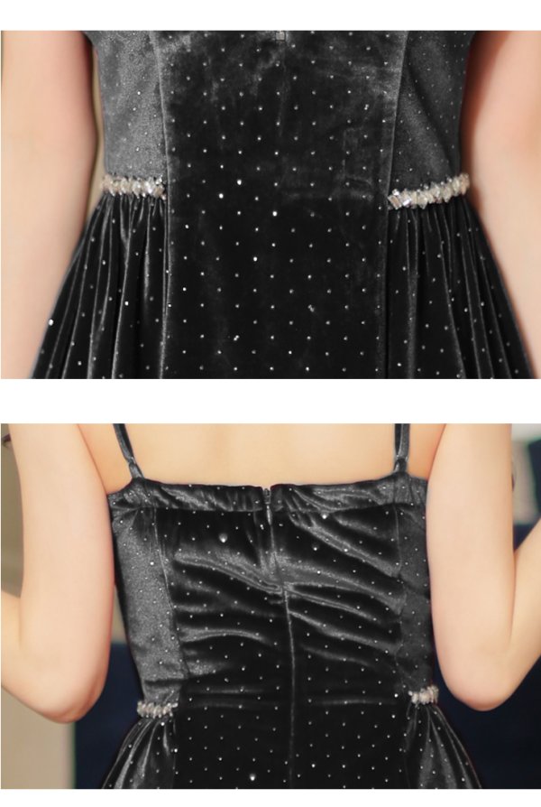 画像31: 【ゆか/関西コレクション着用】XSサイズあり【ROBE de FLEURS/ローブドフルール】ストーン付き/ ベロア/ ウエストビジュー/ キャミソール/ フレア/ ミニドレス/ キャバドレス[OF08]