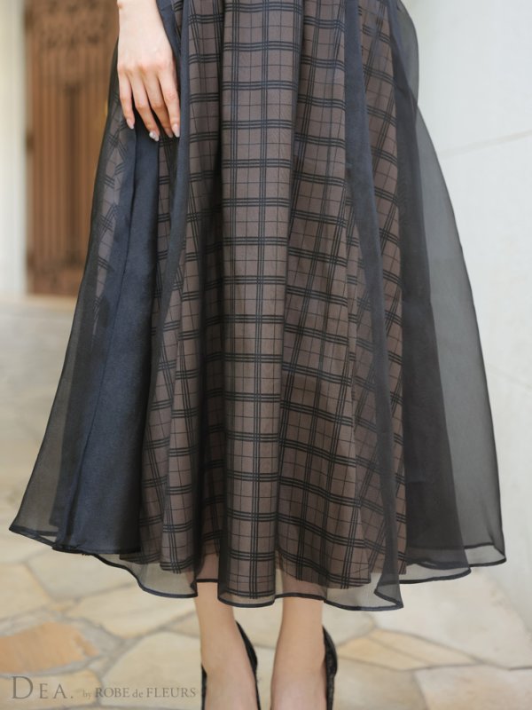 画像23: Lサイズあり【DEA./ディア】ボリューム / チェック/ ツイード/ フレア/ ワンピース/ ロングドレス/ キャバドレス long[OF08]