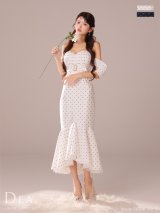 XS-Lサイズあり【DEA.by ROBE de FLEURS/ディアバイローブドフルール】ドット/ オフショル/ マーメイド/ ミモレ丈/ ミディアムドレス/ キャバドレス [OF2]long【一部予約商品/6月下旬発送予定】