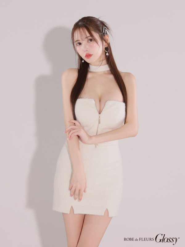 画像5: XSサイズあり【Glossy/グロッシー】バストジップ/ ストレッチニット/ シンプル/ セットアップ/ ミニドレス/ キャバドレス[OF08]