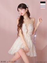 XSサイズあり【ROBE de FLEURS/ローブドフルール】シャーリング/ サテン/ ウエストスリット/ フレア/ ミニドレス/ キャバドレス[OF2]【一部予約商品/9月上旬発送予定】