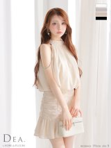 【予約商品/7月下旬発送予定】XSサイズあり【DEA./ディア】ドットシフォン/ ホルターネック/ フレア/ セットアップ/ミニドレス/ キャバドレス[OF2]