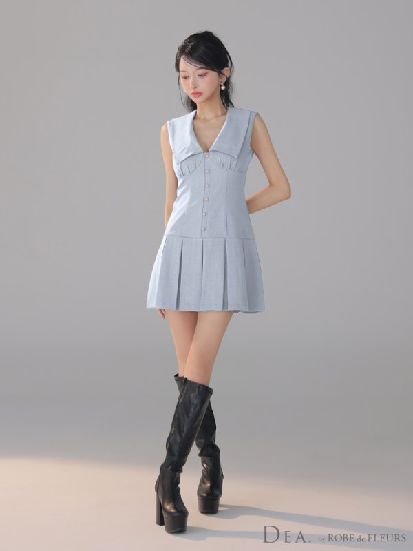 ブルー　モデル：まおちゃる　身長：158cm　着用サイズ：Sサイズ