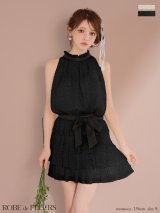 【予約商品/8月中旬発送予定】XSサイズあり【ROBE de FLEURS/ローブドフルール】ドットオーガンジー/ ウエストリボン/ ティアード/ フレア/ ミニドレス/ キャバドレス[OF2]