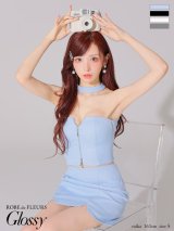 XSサイズあり【ROBE de FLEURS Glossy/ローブ・ド・フルール グロッシー】ストーン/ ツイード/ センタージップ/ セットアップ/ ミニドレス/ キャバドレス[OF2]
