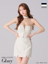 XSサイズあり【ROBE de FLEURS Glossy/ローブ・ド・フルール グロッシー】ストーン/ ツイード/ センタージップ/ セットアップ/ ミニドレス/ キャバドレス[OF2]