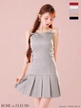 XSサイズあり【ROBE de FLEURS/ローブドフルール】サテン/ ビジュー/ リボン/ ボックスプリーツ/ フレア/ キャミソール/ミニドレス/ キャバドレス[OF08]【一部予約商品/10月上旬発送予定】