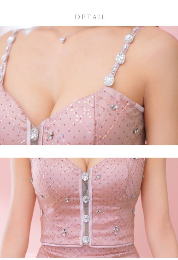 画像13: XSサイズあり【ROBE de FLEURS/ローブドフルール】スパンコール/ ドットチュール/ キャミソール/ ビジュー/ フレア/ セットアップ/ ミニドレス/ キャバドレス[OF08]