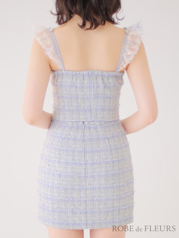 画像7: XSサイズあり【ROBE de FLEURS/ローブドフルール】セットアップ/ラメツイード/ スパンコール/ フリル/ タイト/ ミニドレス/ キャバドレス[OF08]