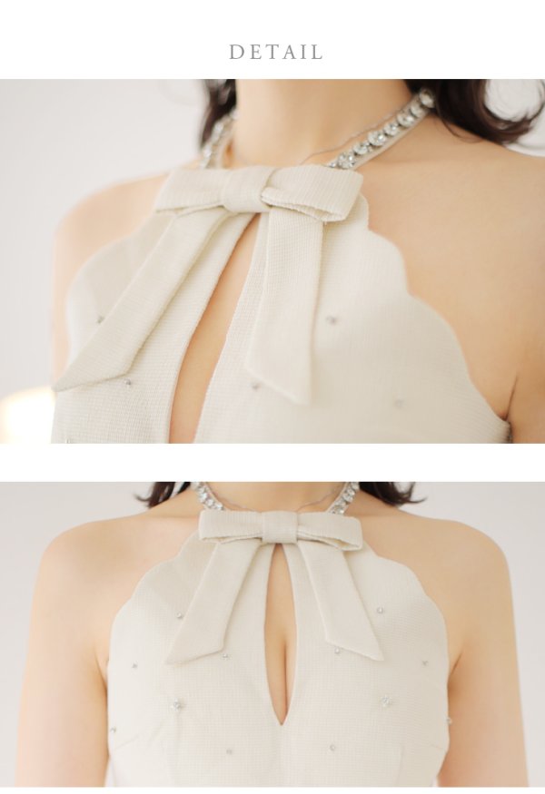 画像24: XSサイズあり【ROBE de FLEURS/ローブドフルール】セットアップ/ ホルターネック/ ビジュー/ バストカット/ リボン/ タイト/ ミニドレス/ キャバドレス[OF08]