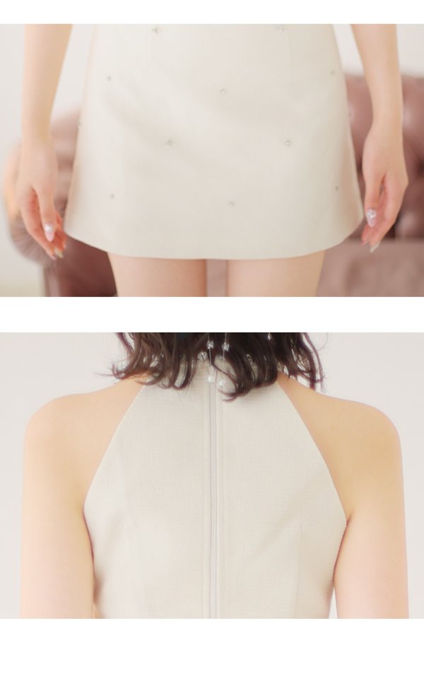 画像25: XSサイズあり【ROBE de FLEURS/ローブドフルール】セットアップ/ ホルターネック/ ビジュー/ バストカット/ リボン/ タイト/ ミニドレス/ キャバドレス[OF08]